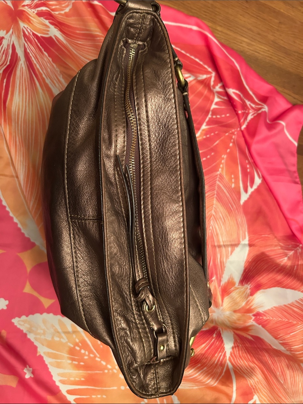 Coach Metallic Bronze Leather Shoulder Bag with Gold Hardware - Picture 9 of 11